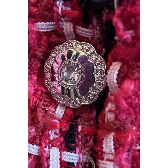 POL Red Tweed Blazer Plaid Print Relaxed Fit - Picture 16 of 16